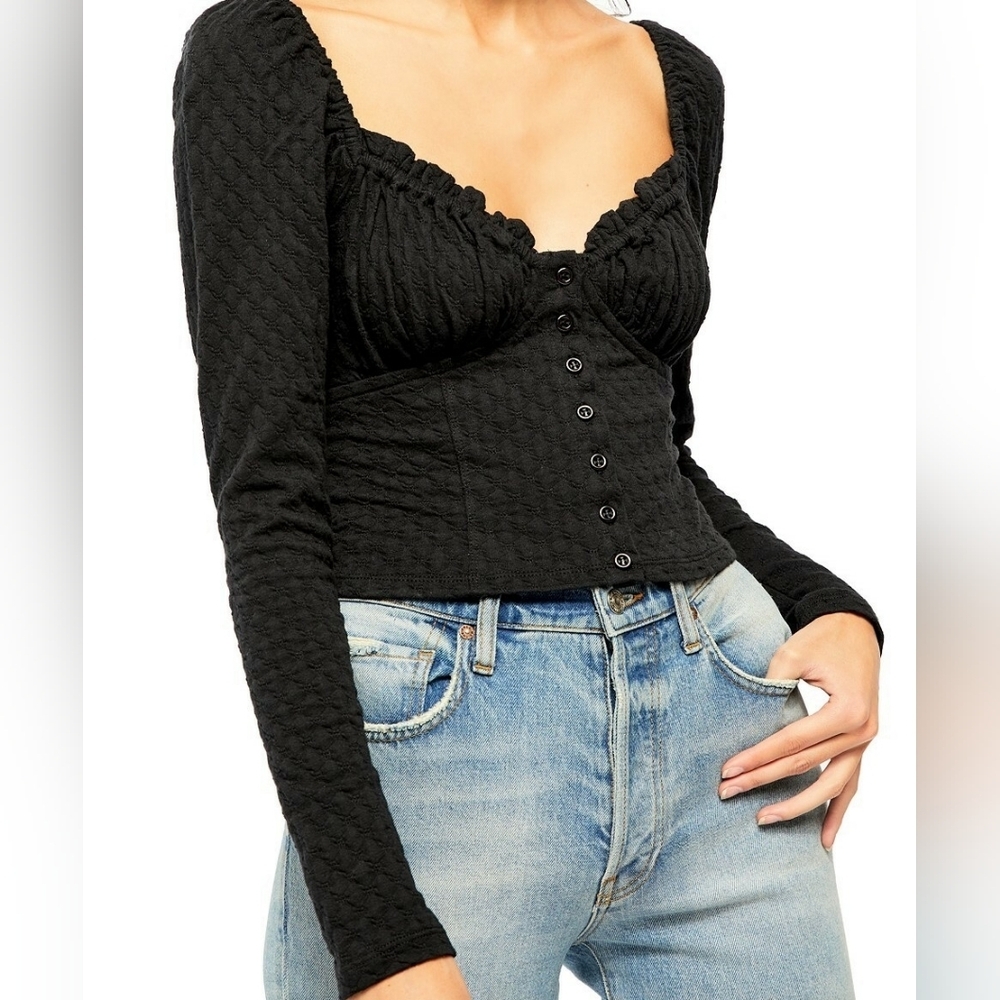 NWT Free People Ladybug Top Size M Black